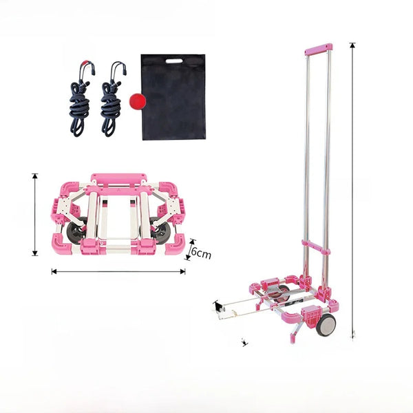 Portable Folding Hand-Pulled Shopping Cart  Vegetable Buying Goods Delivery Truck Home Use Cargo Trailer Luggage Pull Bar...