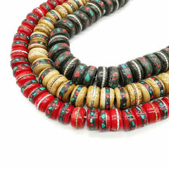 Tibetan 108Beads Ox bone Meditation Prayer Mala Abacus Beads Multi Colors Black Brown Red BRO574