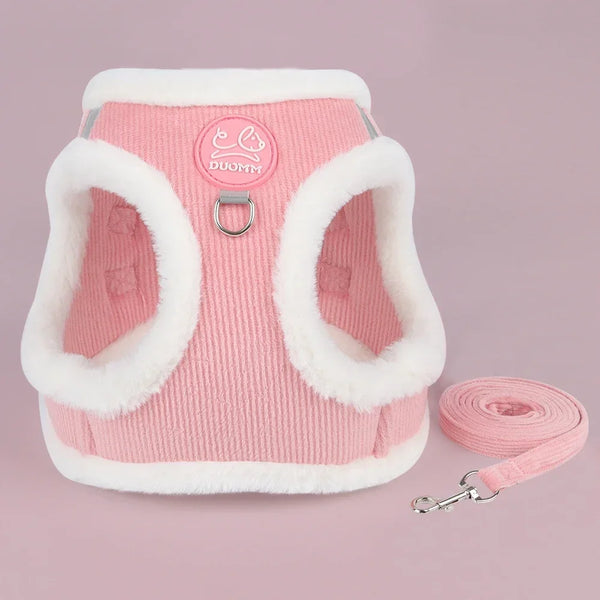Winter Warm Chihuahua Dog Harness with Fur Walking Pet Harnesses and Leash Set for Small Dogs Puppy Yorkies mascotas Accessories Pet Shop