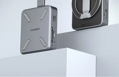 Hagibis Magnetic Stand USB C Hub With 2230 SSD Enclosure Type-C Hub SD/TF 4.0 4K@60Hz HDMI Gigabit Ethernet for iPhone 17 Pro 16