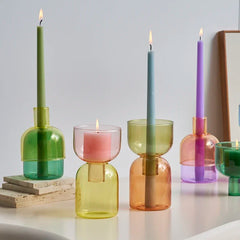 Candle Holder for Pillar Candles Stand Home Decor Colorful Glass Decorative Bottle Jar Storage Bowl