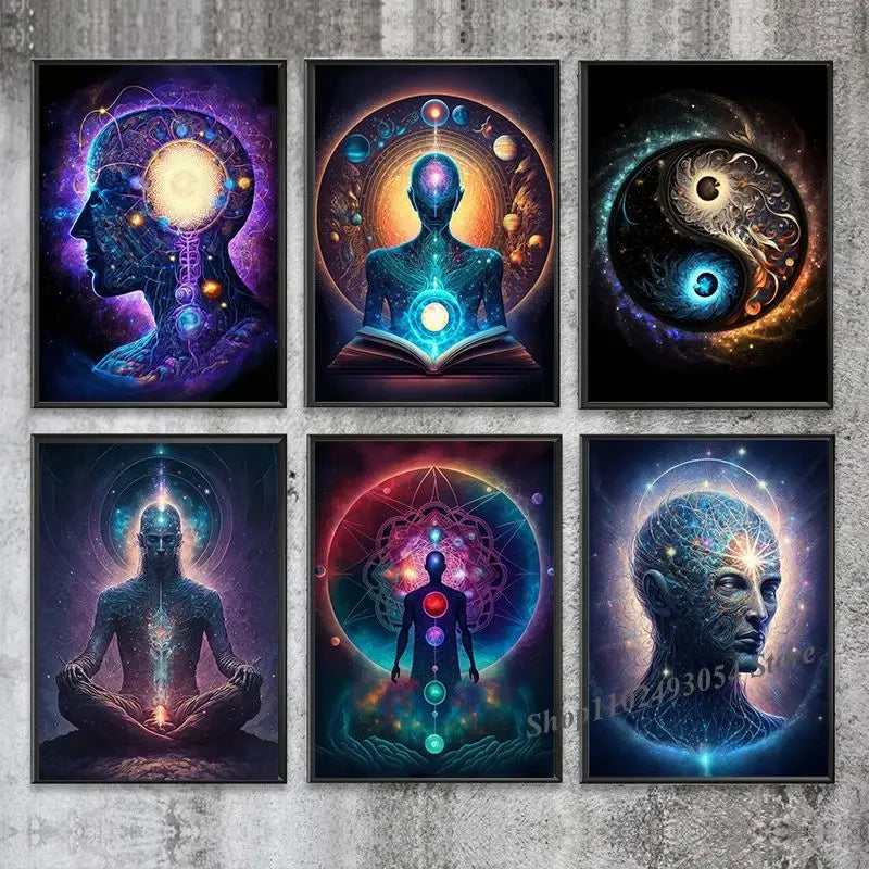 Universe Mysteries Meditation Chakras Indian Buddha Classic Religion Art Canvas Painting Abstract Figure Poster Print Home Decor