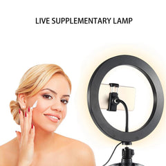 26cm 10 inch Led Ring Selfie Light Dimmable Photography Lighting Kit Usb Charge Lamp With Tripod For Live Video 120 Lamp Beads