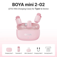 BOYA Mini 2 Wireless Lavalier Microphone AI Noise Reduction Mini Mic for iPhone 6-14/15-17 USB-C Android Phone Video Recording