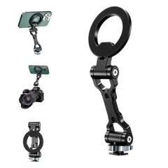 Foldable Magnetic Phone Holder Tripod Mount for Magsafe iPhone 16 15 14 13 12 DSLR Camera Tripod Accessories w 1/4" Cold Shoe