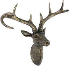 Rustic Metal Stag Deer Head Wall Hanging Mounted Animal Sculpture Decoration for Living Room Office Bar Retro Iron Art Gift