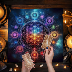 Tarot Tablecloth Mandala Flower Of Life Altar Cloth For Divination Meditation Circle Galaxy Tarot Mat Spiritual Oracle Card Pad