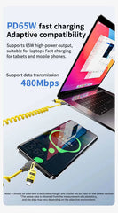 4 in 1 PD 27W 65W Fast Charging Spring Cable USB Type C To Type C And Lightning Data Cable Wire For iPhone 15 16 Samsung Xiaomi