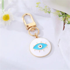 1Pcs Round Evil Eye Keychain Key Ring For Friends Couples Boho Blue Eye Bag Car Key Phone Charm Accessories Jewelry