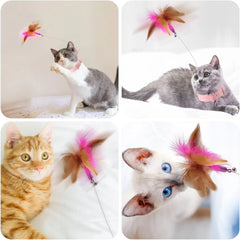 Cat Feather Collar Toy, Interactive Toys for Indoor Cats Self Play Funny Teaser Wand Neck Toy Feathers with Bell Pet Shop
