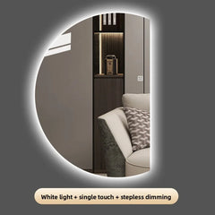 LED Light Luminous Left and Right Cut Irregular Art Mirror Vanity Popular Smart Semicircular Bathroom Mirror Full-length Mirror