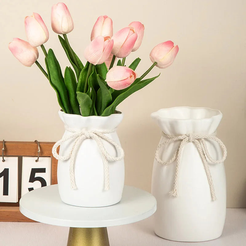 Nordic Bow Design Plastic Flower Vase – Modern Home Decor