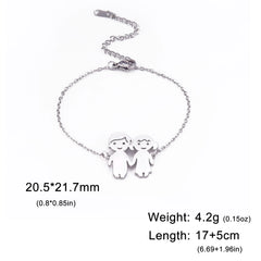 Teamer Cute Family Bracelets Stainless Steel Charm Bracelet Bangle for Daughter Son Sister Brother Couple Gifts Jewelry