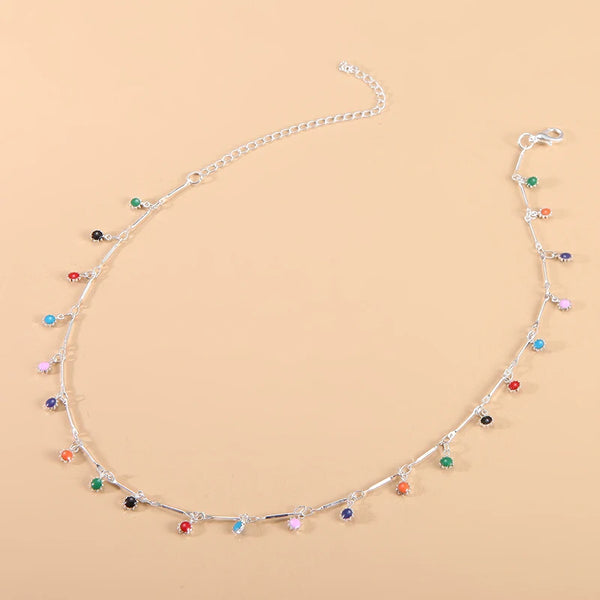 Fashion Simple Candy Color Tassel Necklace Aesthetic All-match Pendant Jewelry Choker Neck Accessories Gift Chain