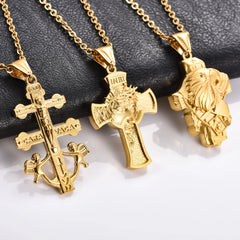 Religious Stainless Steel Cross Pendant Necklace for Women Men Charms for Chain Choker Christian Metal Jewelry Making Accessory