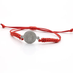 Catholic Religious Belief St. Benedict Cross Stainless Steel Bracelets Manual Chinese Knot Bracelets Men Adjustable Jewelry Gift