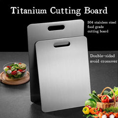Titanium Cutting Boards for Kitchen Stainless Board 304 Steel Thickened Double Sided Food Grade Portable Fruit Meat Chopping