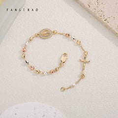 FanSibao Virgin Mary Rosary Bead Bracelet for Women Style Bracelet Fashion Accessories Original Design Bangle Jewelry