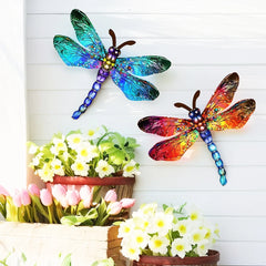 Vintage 3D Metal Dragonfly Wall Art Hanging Decor Wrought Iron Wall Hanging Sculpture Garden Home Party Decoration