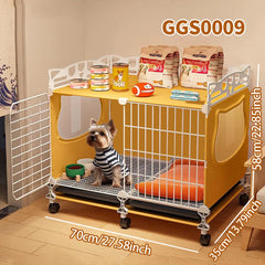 Dog Cage with Tray for Small Dogs Like Pomeranian, Teddy, Bichon, Pet Kennel for Autumn and Winter, Warm Dog Bed for Small Dogs with Separate Toilet Pet Shop