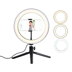 26cm 10 inch Led Ring Selfie Light Dimmable Photography Lighting Kit Usb Charge Lamp With Tripod For Live Video 120 Lamp Beads