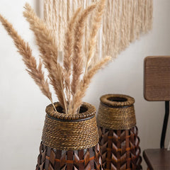 Ins Grass Rope Woven Vase Handmade Flower Insert Holder Large Floor Standing Living Room Decor Retro Versatile Flower Basket
