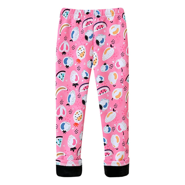 Girls Warm Plush Long Pants for Autumn Spring Cartoon Butterfly Striped Soft Cozy Leggings Fleece-Lined Bottoms Kids Casual Wear