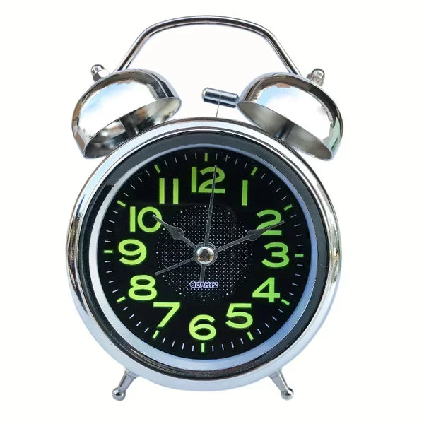 Super Loud Alarm Clock Metal Twin Bell Alarm Clock with Night Light Retro Bedside Clock Silent Table Desk Clocks for Home Bedroo