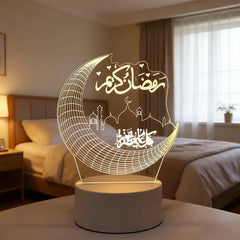 Muslim Ramadan Festival Supplies Neon Lamp USB Operated 3D Acrylic LED Night Light EID Mubarak Ornaments Bedroom Home Decor