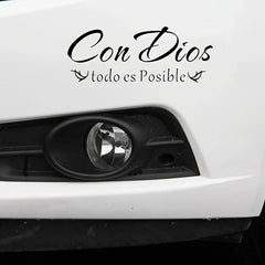 With God All Things Are Possible Spanish Faith Car Stickers Waterproof Windshield Window Trunk Vinyl Auto Decals Decoration