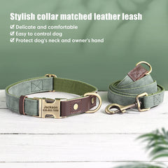 Personalized Dog Collar Leash PU Leather Dog Collars With Walking Lead Rope Free Custom Pet ID for Small Large Dogs Pug Pet Shop