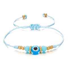Turkish Evil Eye Bracelets For Women Men Handmade Woven Crystal Beads Demon Eyes Red Black Rope Chain Bracelet Couple Jewelry