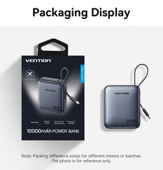 Vention 35W Mini Power Bank PD Fast Charge 10000mAh Portable PowerBank for iPhone 17 16 Pro Samsung S25 External Battery Charger