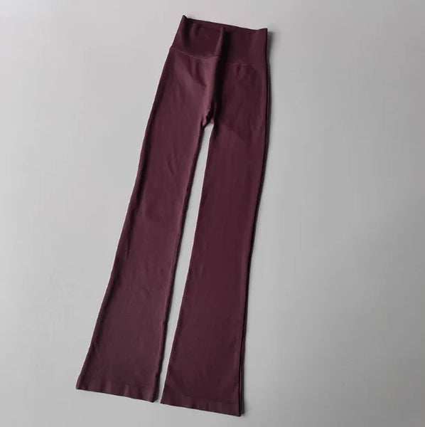High Waisted Compression Without Awkward Lines Micro Flared Yoga Outdoor Wear Seamless Elastic Fitness Pants Lifting Leggings