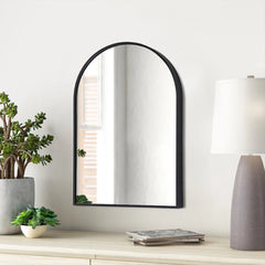 【Breeins】Arched Wall Mirror in Black Aluminum Alloy Frame Bathroom Decoration Home Decor Mirror Art