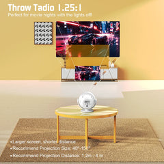 XBJ Mini  4K Home Theater Projector, Android WiFi 6 BT 5.0 Auto Keystone 360° Rotation Portable Video Projector for Outdoor Home