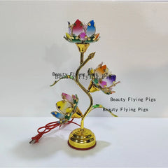 Colorful Petal Lotuscandlestick Temple Power Supply Table Candlestick Lotus Candlestick Buddha Candle Holder Home Decoration