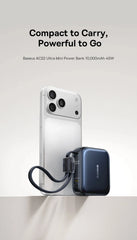 Baseus 45W Mini Power Bank 10000mAh Built-In USB-C Cable Pocket-Sized Smaller Fast Charging Portable For iPhone 17 Samsung S25