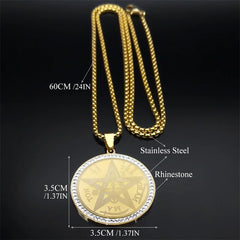 Tetragrammaton Pentagram Amulet Necklace for Women Men Stainless Steel Jewish Israel Talisman Pentacle Chain Jewelry NZZZ499S02