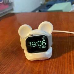 Mickey Mouse Charger Stand Minnie Desktop Holder for Apple Watch 9 8 7 6 5 4 iWatch 3 2 1 SE Cartoon Silicone Charging Base