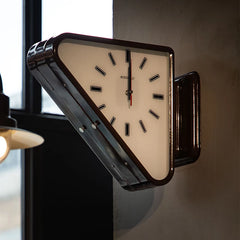 Metal Triangle Wall Clock with Double Sides Industrial Pendulum for Cafe Bar Retro Hanging Clock Silent Non-Ticking Decor Clocks