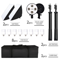 Photography 50x70CM Four Lamp Softbox Kit Continuous Lighting System Soft Box Accessories Photo Studio Equipment