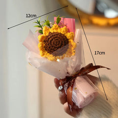 Crochet Knitting Flowers Potted Homemade Crochet Rose Tulip Daisy Office Desktop Ornaments Car Automotive Interior Decoration Home Decor, Plants & flowers