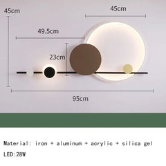 Modern Nordic Art Deco LED Wall Lamp 3000K Living Room Sofa Background Bedroom Bedside Hotel Hall Wall Lighting Creativity Decor