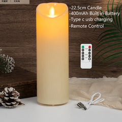 Remote LED Pillar Candle USB-C Rechargeable Atmosphere Light & Timer For Wedding Party Yellow LED Bedside Night Lamp Tealight