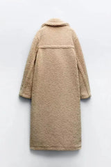 Women’s Winter Double-Breasted Velvet Long Coat