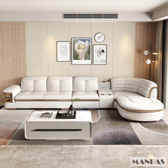 Luxury L-Shaped Leather Corner Sofa – Living Room Furniture