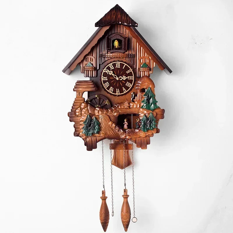 Classic Vintage Cuckoo Clock Retro Wood Unusual Creative Wall Clock With Pendulum Customize Reloj Digital Pared Household Goods