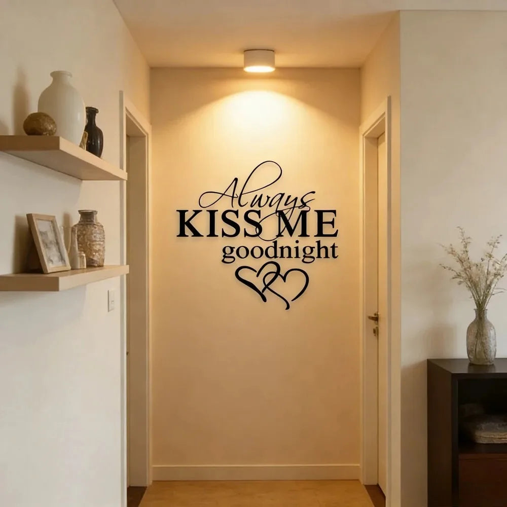 DIY Bedroom Quotes Decals Modern Art Wall Stickers Wall Decor Always Kiss Me Goodnight Removable Stickers Living Room Decoration