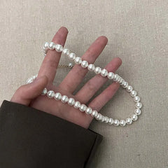 Vintage White Imitation Pearl Chain Choker Necklace for Women 2025 New Trendy Temperament Beaded Necklace Wedding Jewelry Gift